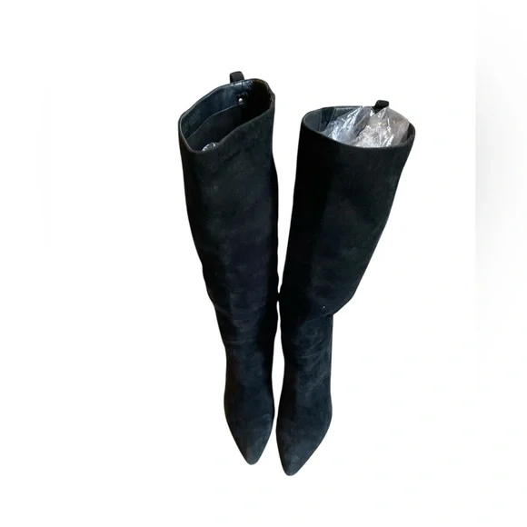SAM EDELMAN BLACK SUEDE KNEE HIGH STILETTO POINTY TOE 7.5 - Picture 2 of 8